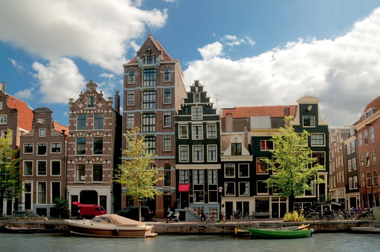 Uitzicht op de Amsterdamse grachten, Nederland